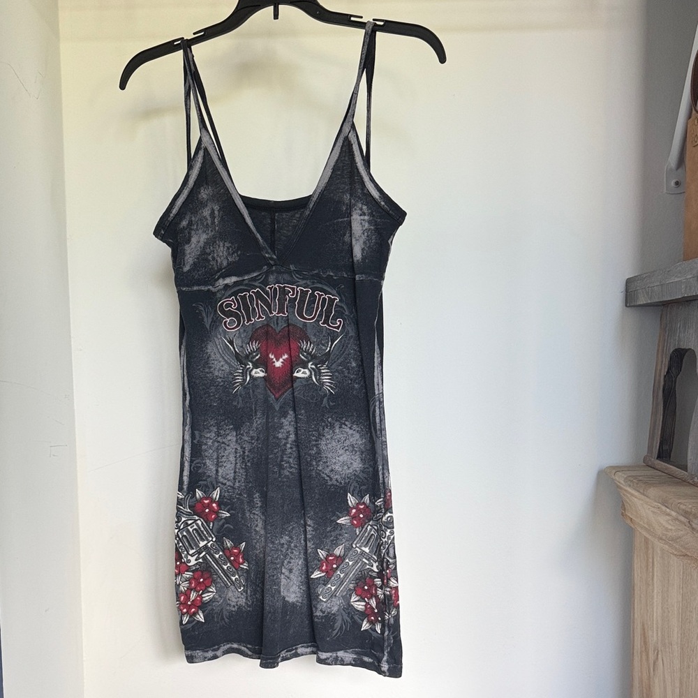 Sinful Charcoal and Crimson Heart Dress